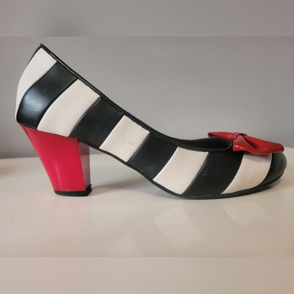 Lola Ramona Black and White Striped Heels, VGUC, Size 40 - Picture 9 of 12